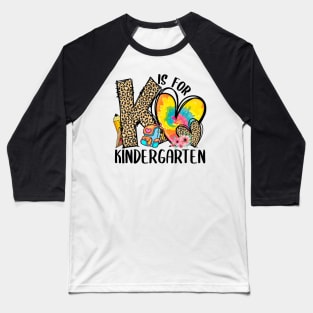 K Is For Kindergarten Teacher Leopard Heart Back To School Baseball T-Shirt